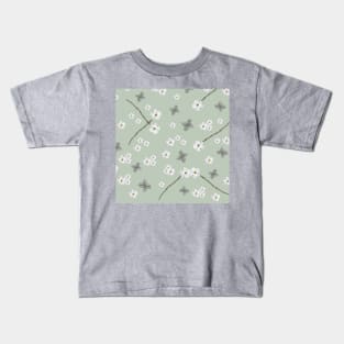 Nature Pattern, green white, floral, flowers, leaves, botanical, pattern, decor, art, TeePublic Kids T-Shirt